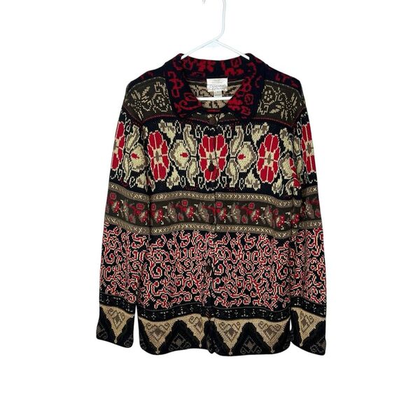 CJ Banks Sweaters - Christopher And Banks Sweater Womens Small Cardigan Tapestry Hand Embroidered